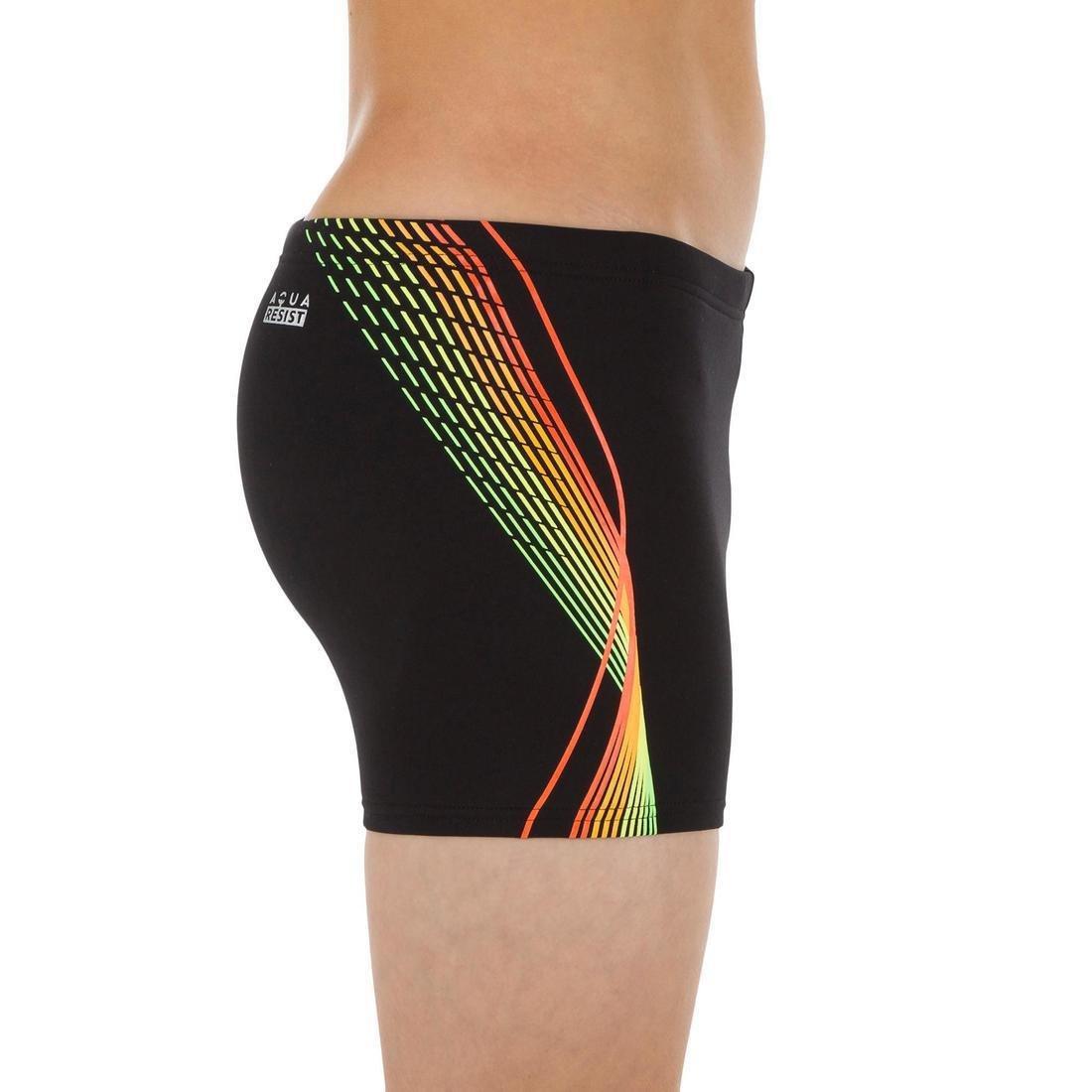 12-13Y 500 Fit Adibo Boy's Swimming Boxer Shorts, Fluo Yellow, , large image number 13