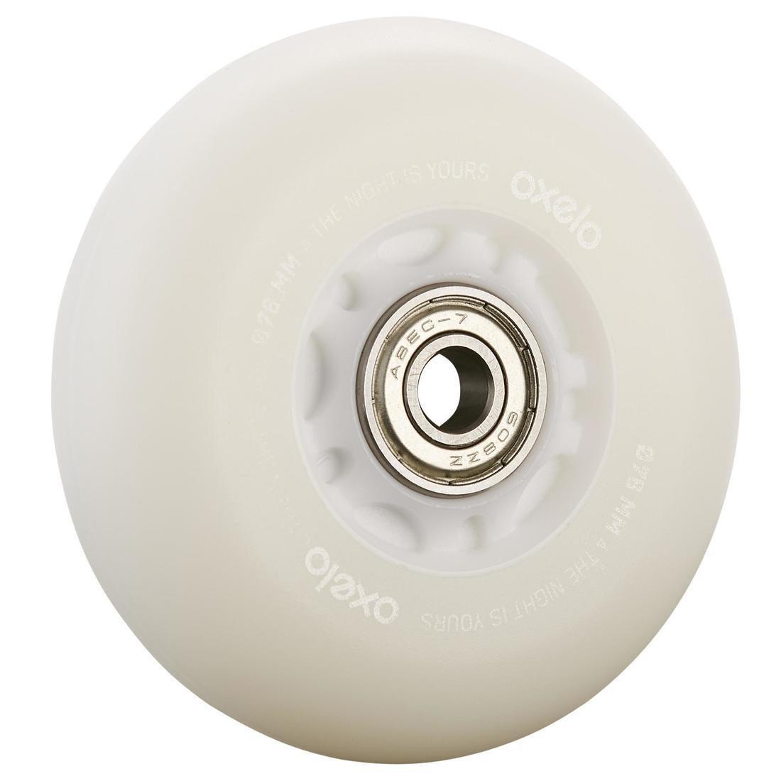 Set of 2 Light-Up 76mm 82A Inline Skate Wheels + Bearings - White/Blue Light Title, , large image number 3