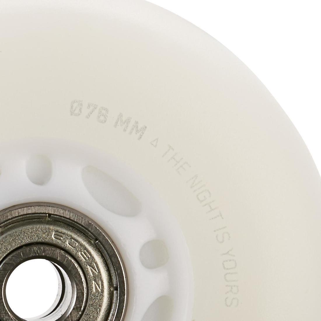 Set of 2 Light-Up 76mm 82A Inline Skate Wheels + Bearings - White/Blue Light Title, , large image number 5