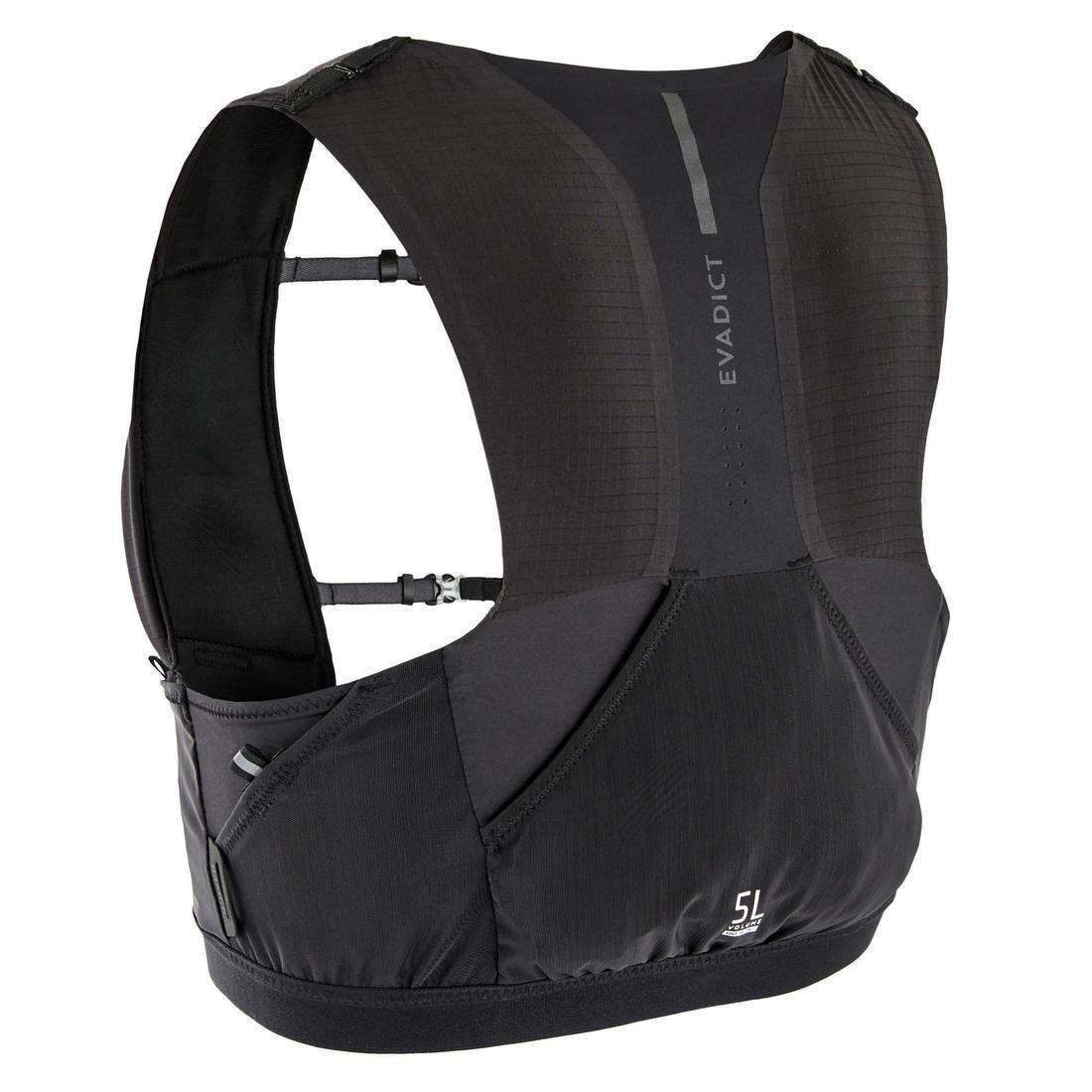 XS/S  Unisex Trail Running Hydration Gilet 5 L Flask Holder, Black, , large image number 0