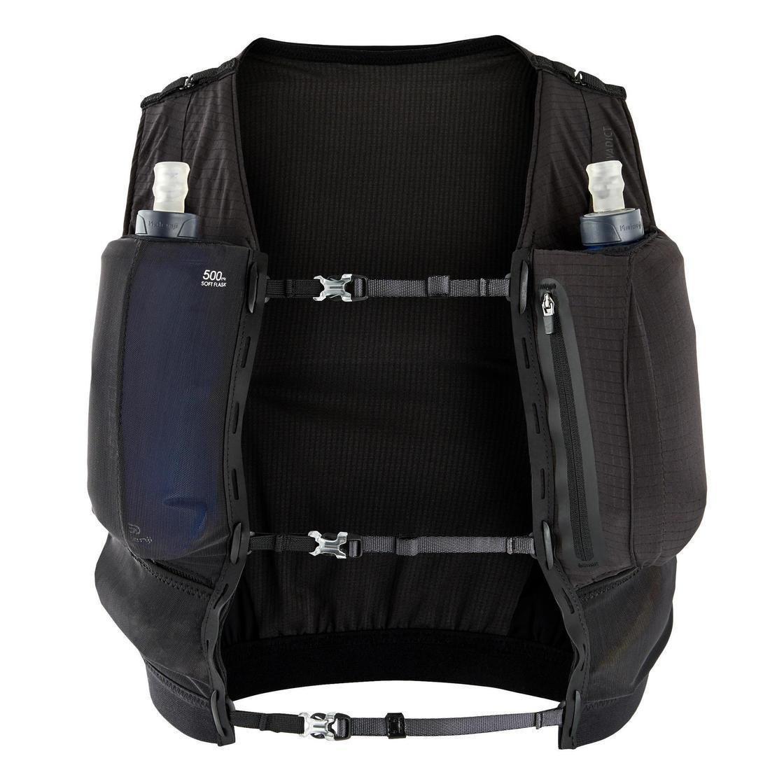 XS/S  Unisex Trail Running Hydration Gilet 5 L Flask Holder, Black, , large image number 1