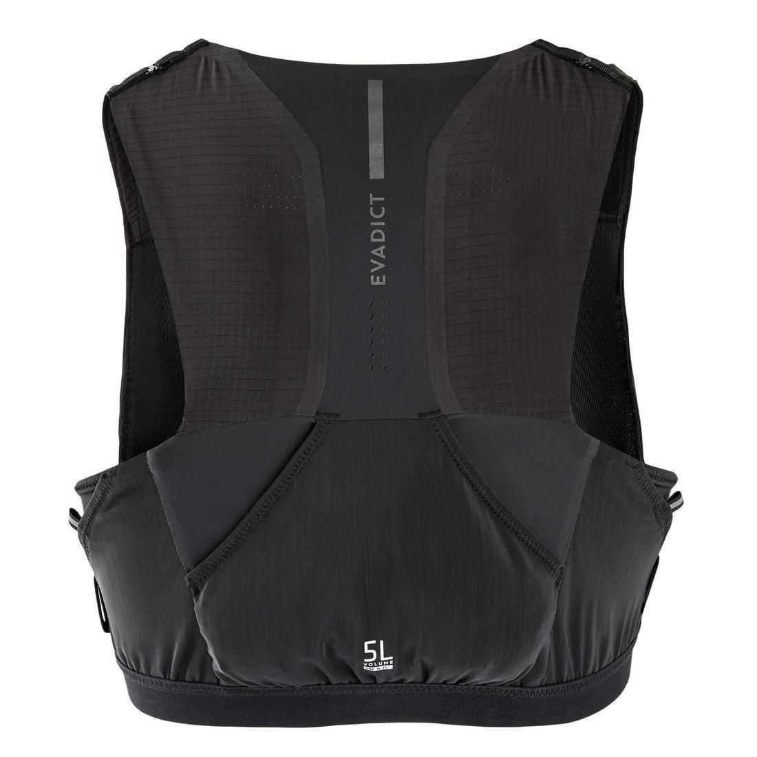XS/S  Unisex Trail Running Hydration Gilet 5 L Flask Holder, Black, , large image number 2