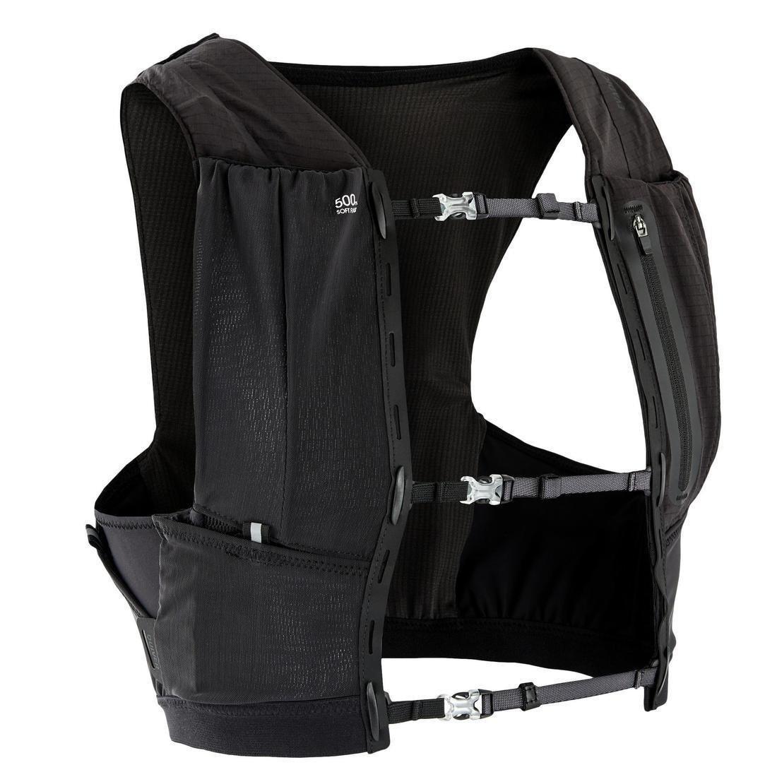XS/S  Unisex Trail Running Hydration Gilet 5 L Flask Holder, Black, , large image number 3