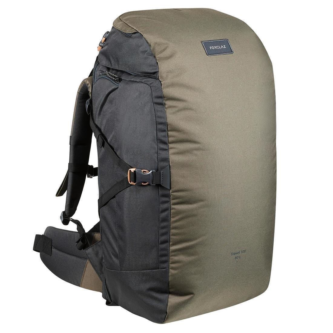 Unique Size  Trekking Travel Rucksack 60 Litres | Travel 100, Dark Ivy Green, , large image number 0