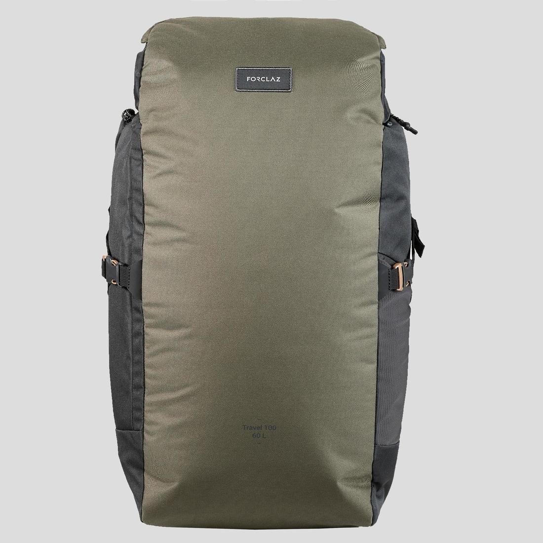 Unique Size  Trekking Travel Rucksack 60 Litres | Travel 100, Dark Ivy Green, , large image number 1