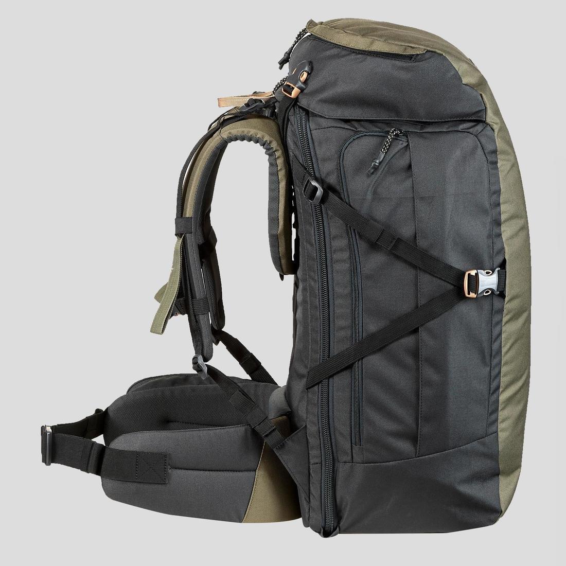 Unique Size  Trekking Travel Rucksack 60 Litres | Travel 100, Dark Ivy Green, , large image number 2