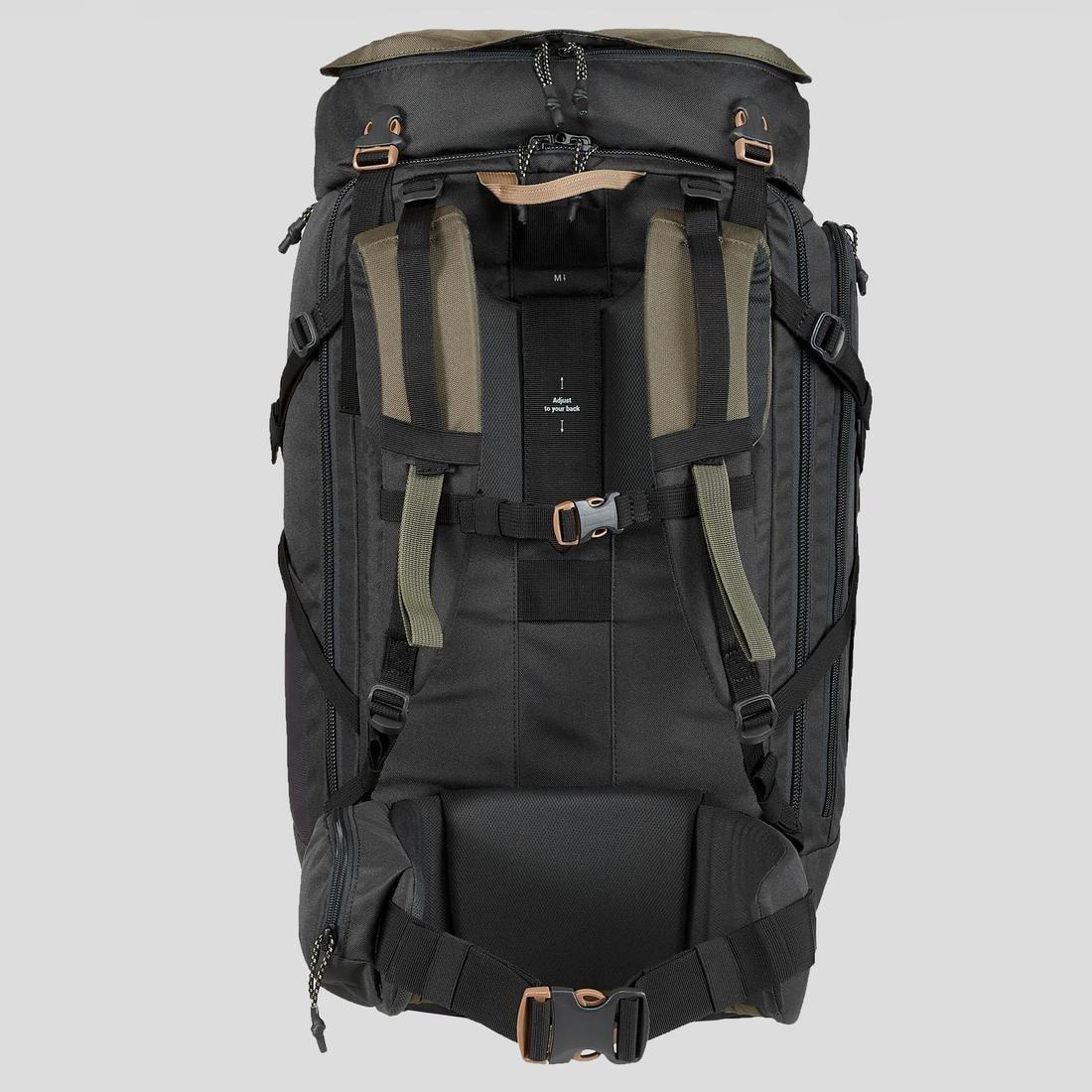 Unique Size  Trekking Travel Rucksack 60 Litres | Travel 100, Dark Ivy Green, , large image number 3