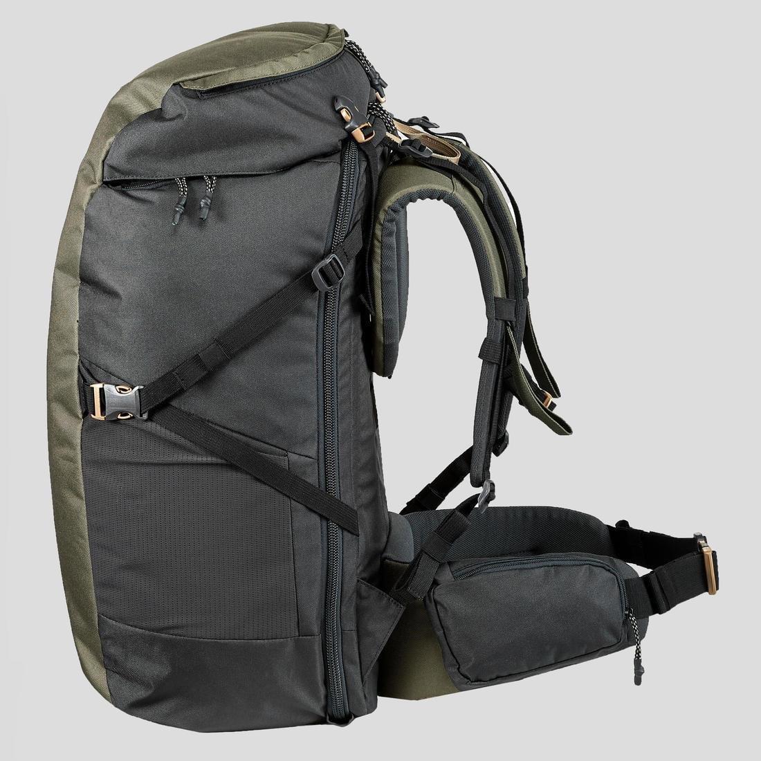 Unique Size  Trekking Travel Rucksack 60 Litres | Travel 100, Dark Ivy Green, , large image number 4