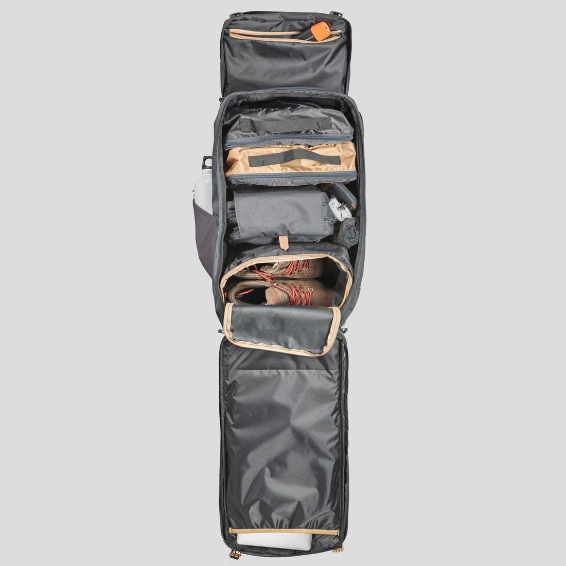 Unique Size  Trekking Travel Rucksack 60 Litres | Travel 100, Dark Ivy Green, , large image number 6