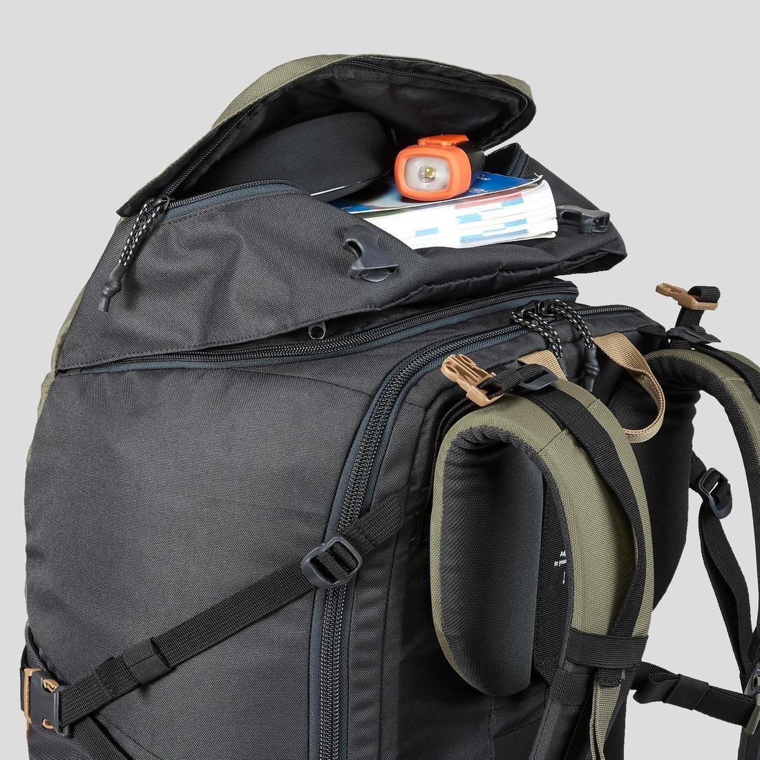 Unique Size  Trekking Travel Rucksack 60 Litres | Travel 100, Dark Ivy Green, , large image number 7