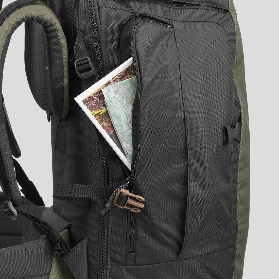 Unique Size  Trekking Travel Rucksack 60 Litres | Travel 100, Dark Ivy Green, , large image number 9