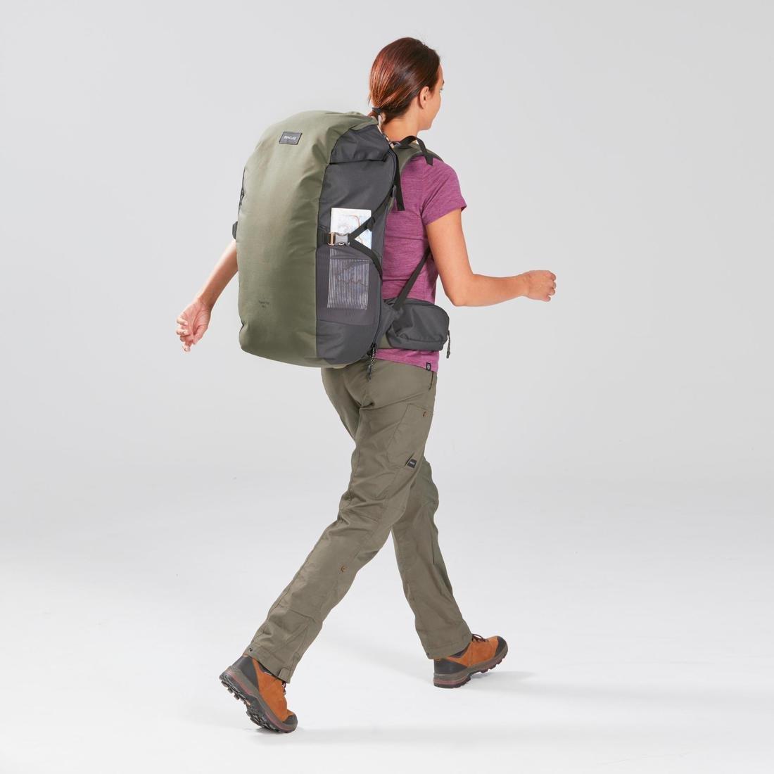 Unique Size  Trekking Travel Rucksack 60 Litres | Travel 100, Dark Ivy Green, , large image number 13