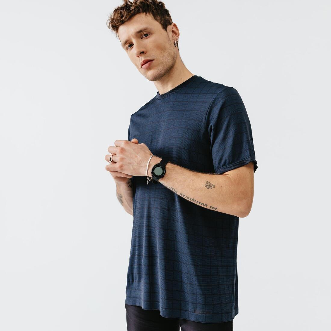 Small  Kalenji Dry+ Feel  Loose-Fitting Breathable Running T-Shirt, Dark Blue, , large image number 2