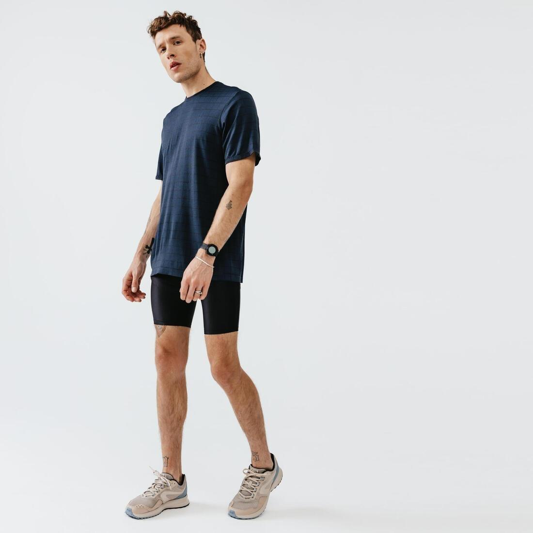 Small  Kalenji Dry+ Feel  Loose-Fitting Breathable Running T-Shirt, Dark Blue, , large image number 3