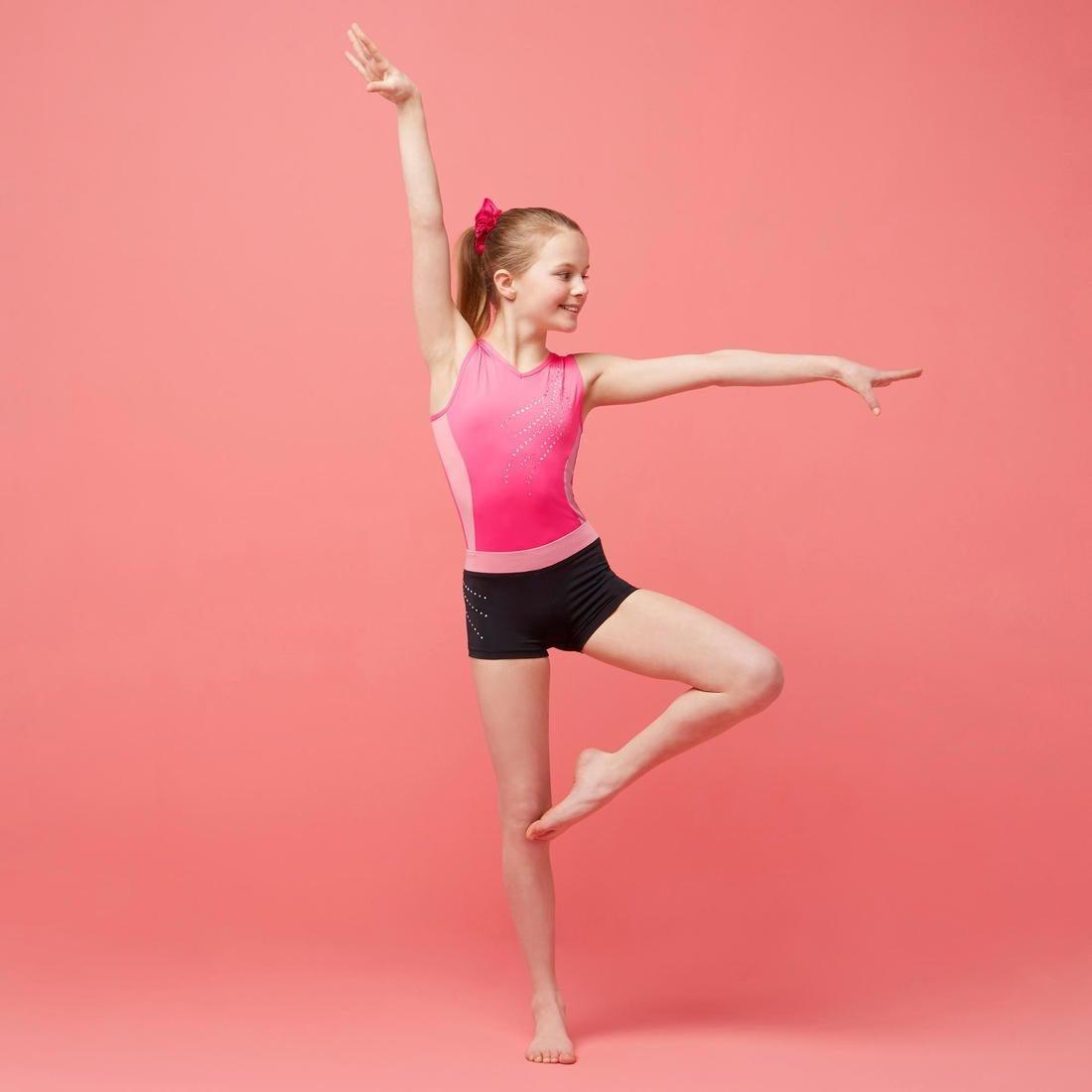 شورت رياضي للجمباز الفني للفتيات من سن 12-13 سنة - أسود, No Color, large image number 5