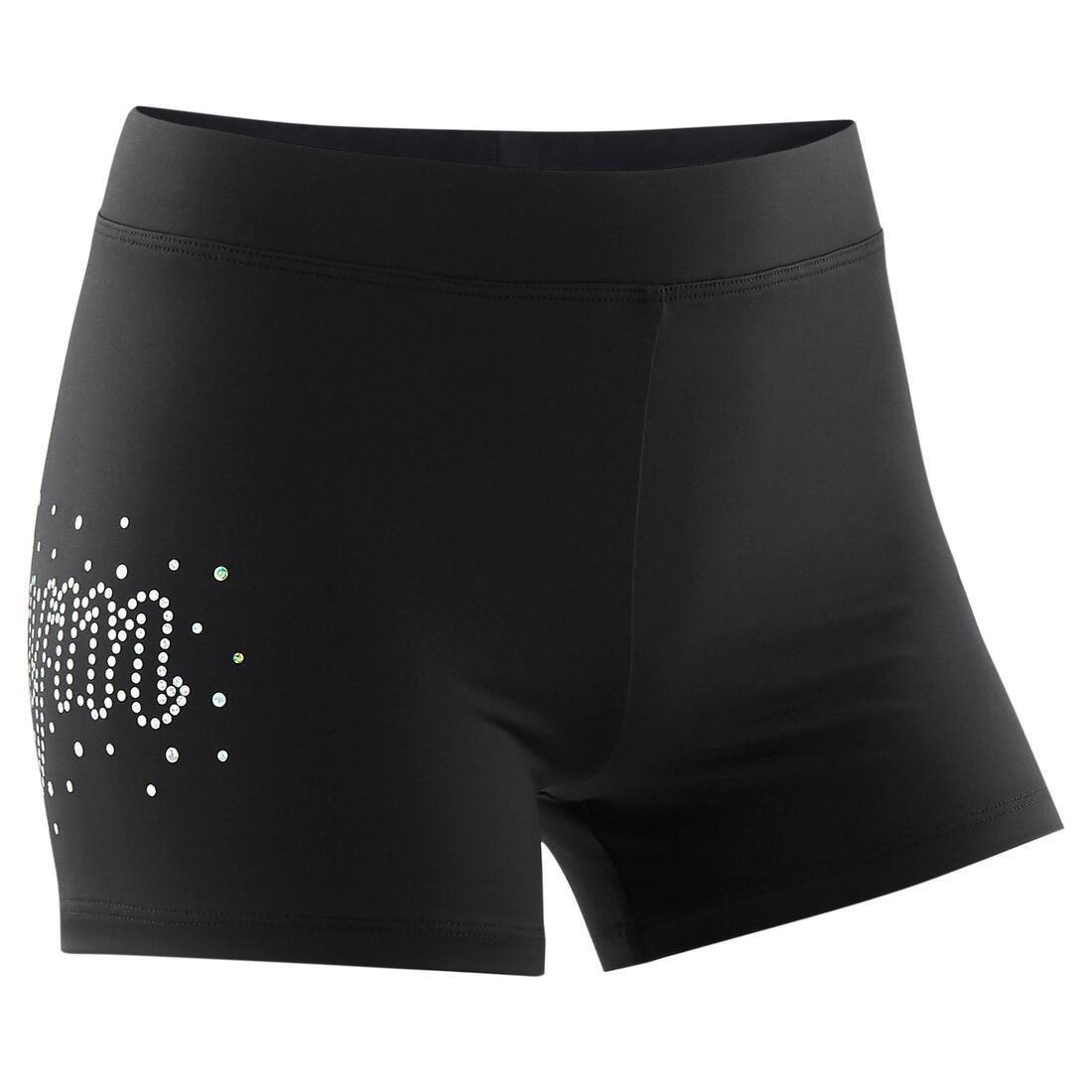 14-15 Years  Girls' Artistic Gymnastics Shorts - /Glitter, Black, No Color, large image number 1