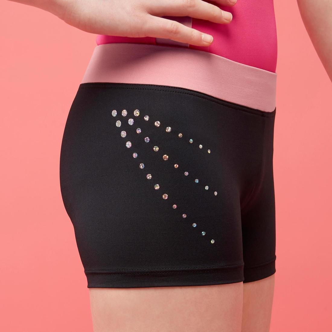 14-15 Years  Girls' Artistic Gymnastics Shorts - /Glitter, Black, No Color, large image number 7