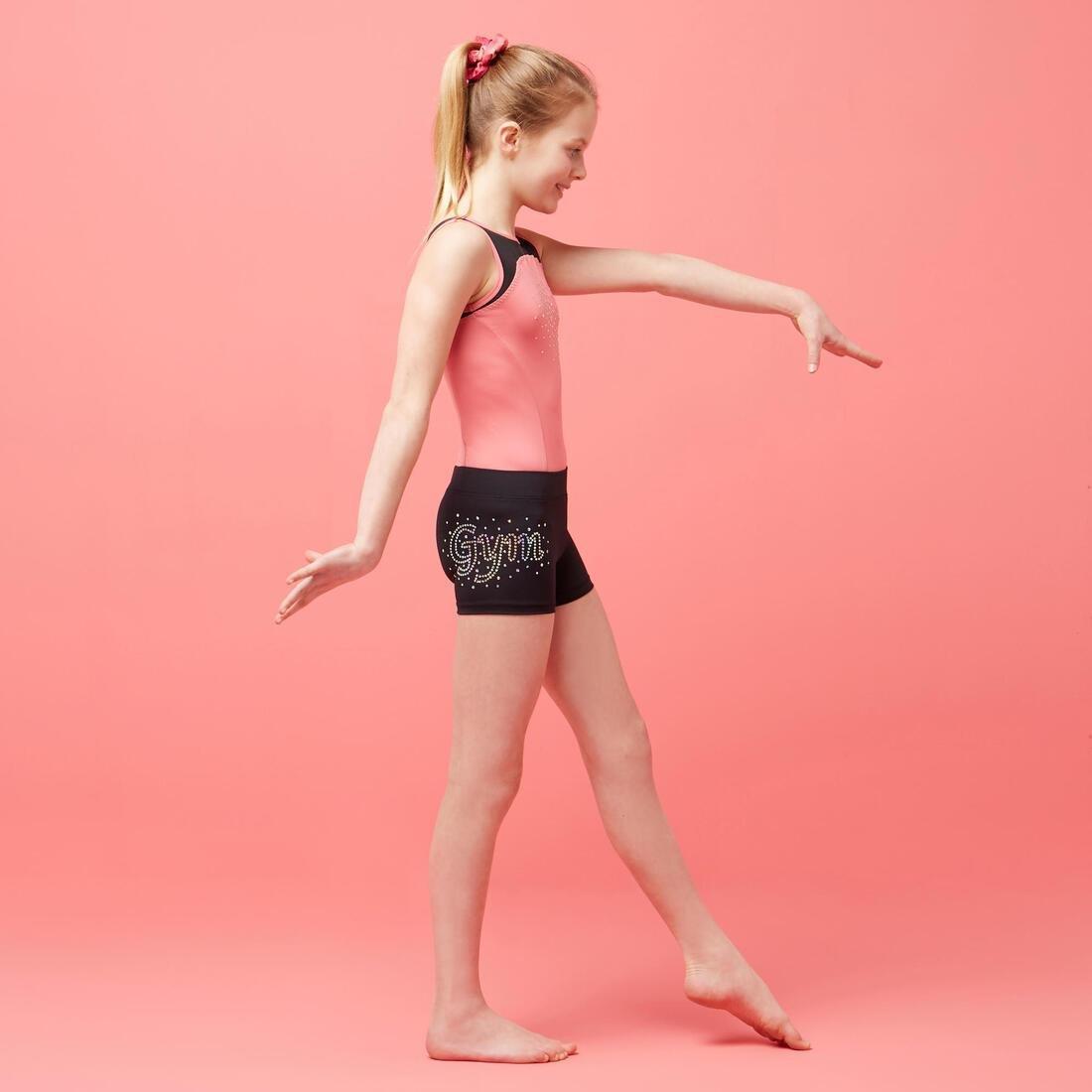 14-15 Years  Girls' Artistic Gymnastics Shorts - /Glitter, Black, No Color, large image number 12