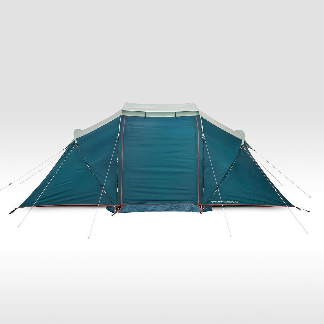 Camping Tent With Poles Arpenaz 4.2 4 People 2 Bedrooms, No Color, large image number 4