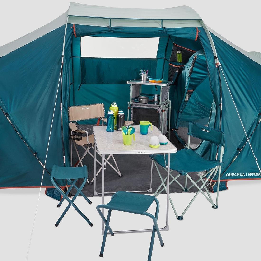 Camping Tent With Poles Arpenaz 4.2 4 People 2 Bedrooms, No Color, large image number 11