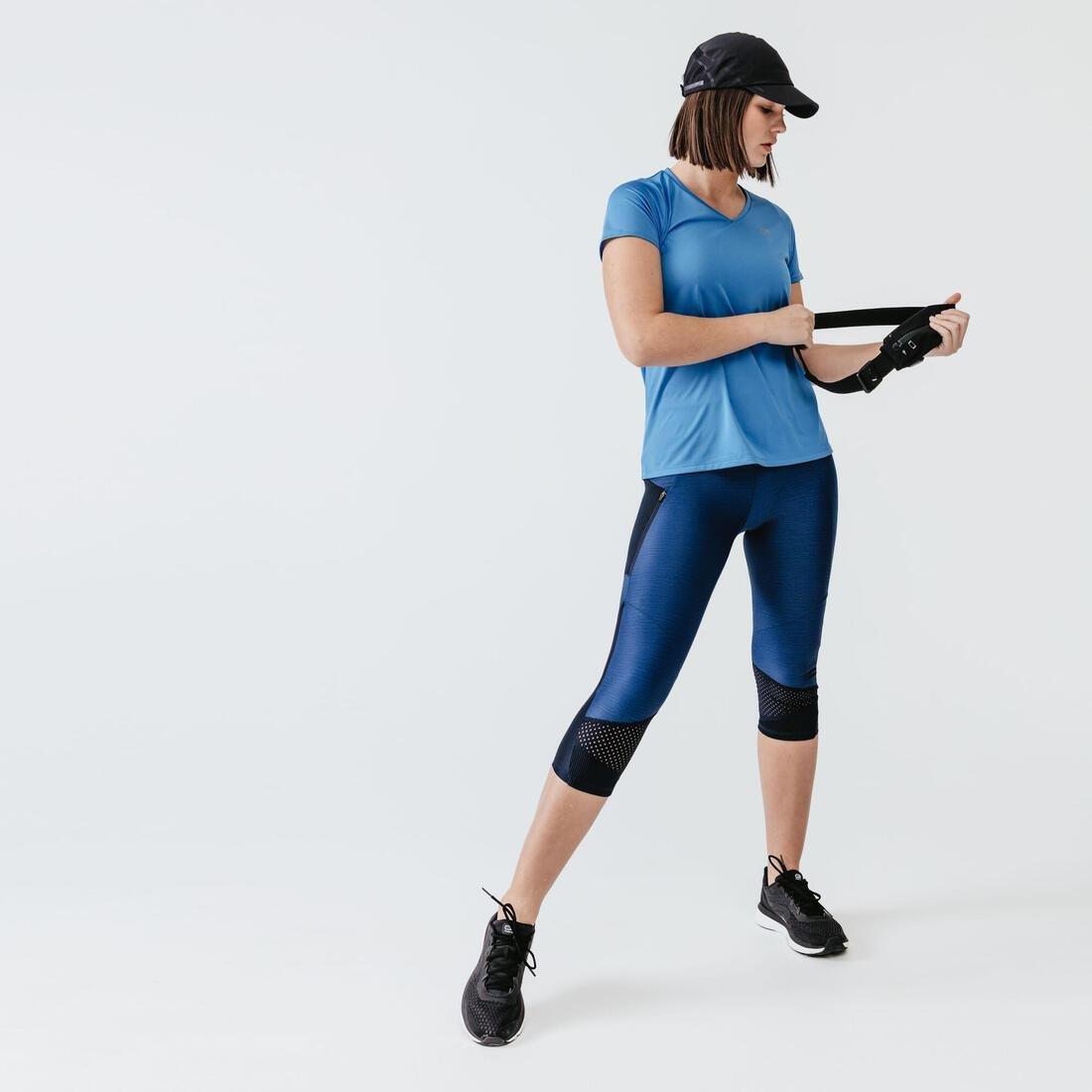 W26 L30  Run DRY+FEEL Women's Short Running Leggings, Blue, , large image number 0