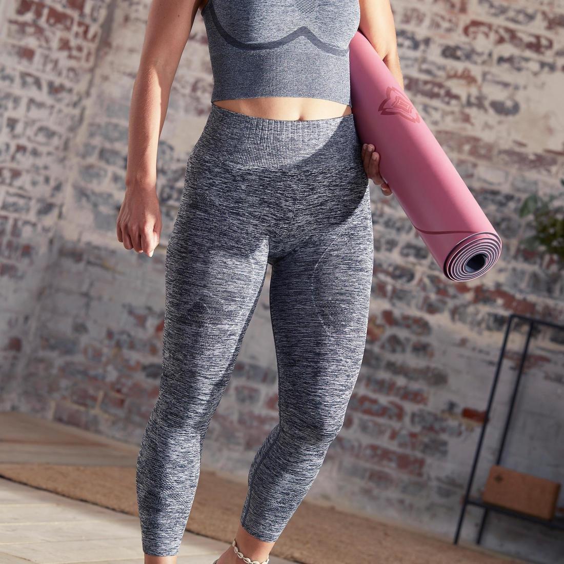 Small  Seamless 7/8 Dynamic Yoga Leggings - Mottled, Dark Grey, , large image number 0