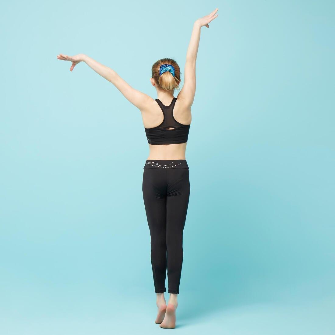 14-15Y Girls' Artistic Gymnastics Leggings - Black/Sequins, , large image number 2