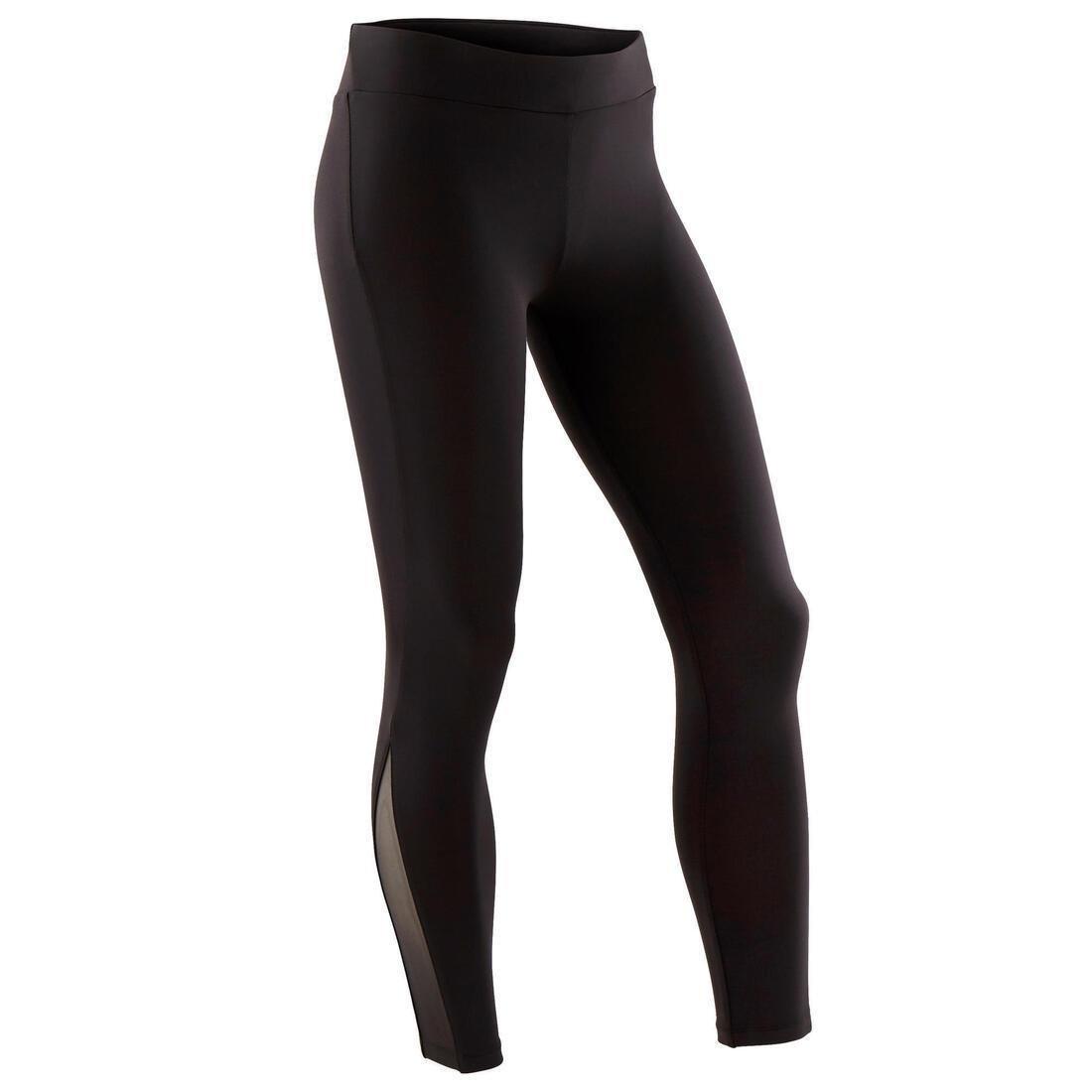 8-9Y  Girls' Artistic Gymnastics Leggings - Black/Sequins, No Color, large image number 0