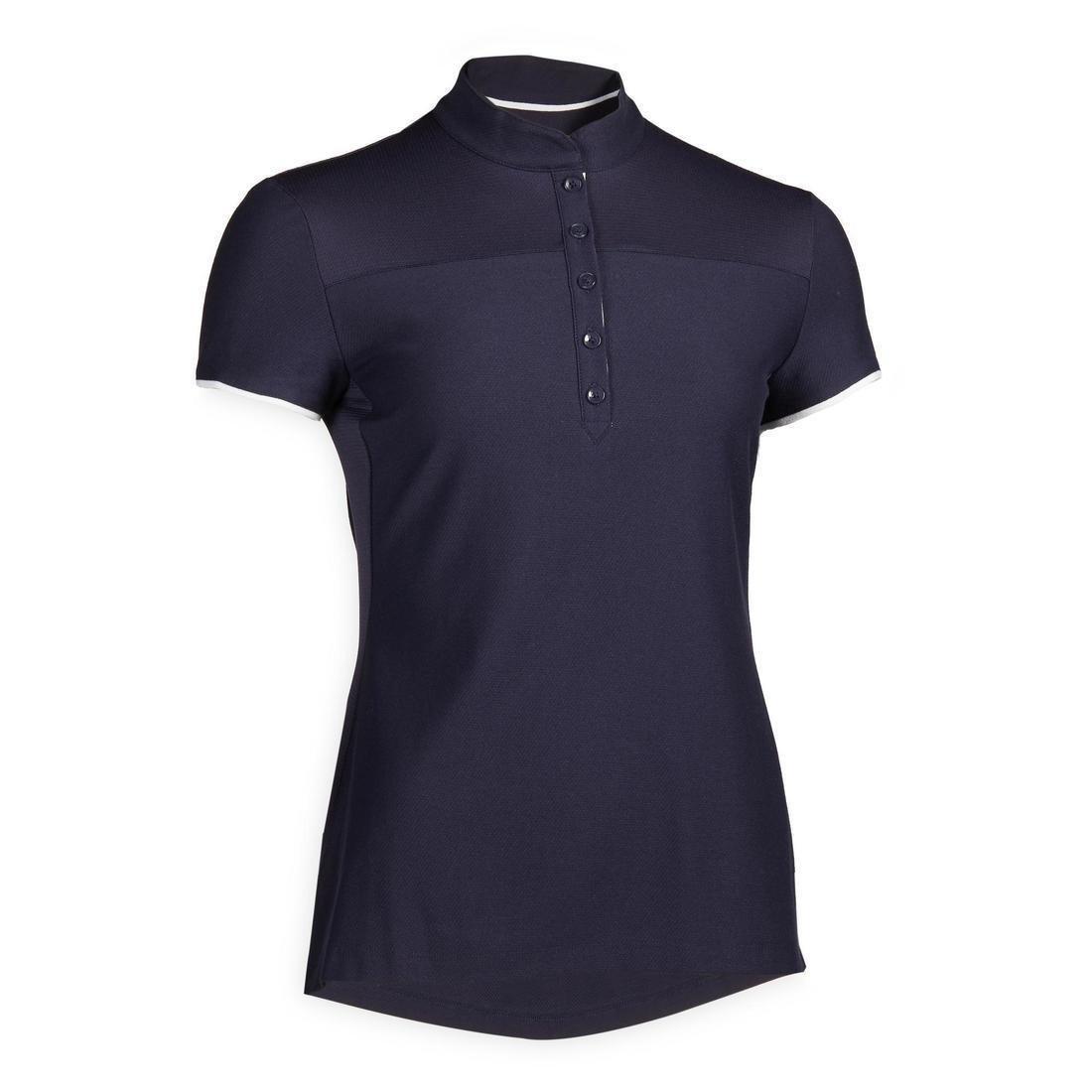 M  Women's Short-Sleeved Horse Riding Polo Shirt 500, Navy, , large image number 0
