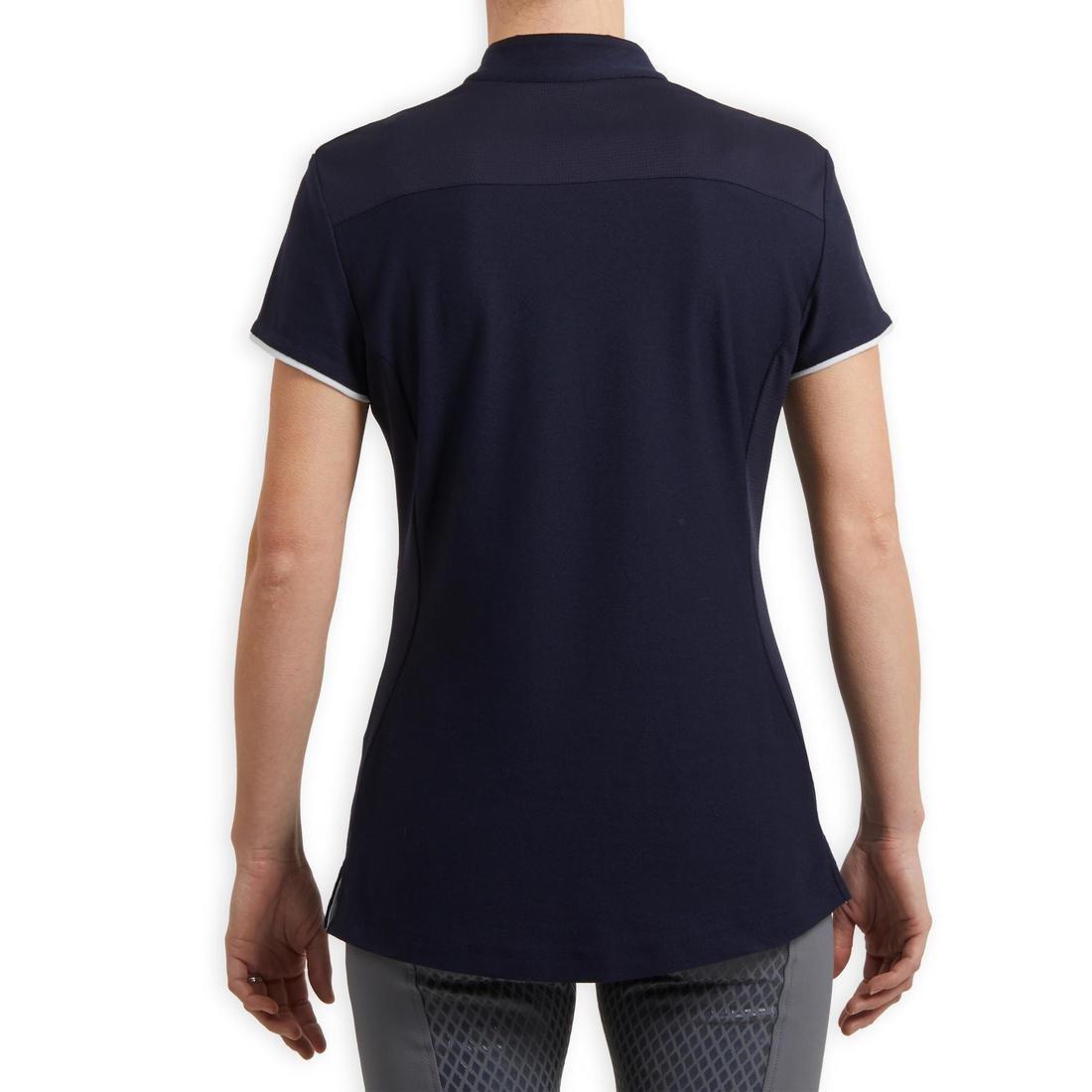 M  Women's Short-Sleeved Horse Riding Polo Shirt 500, Navy, , large image number 5