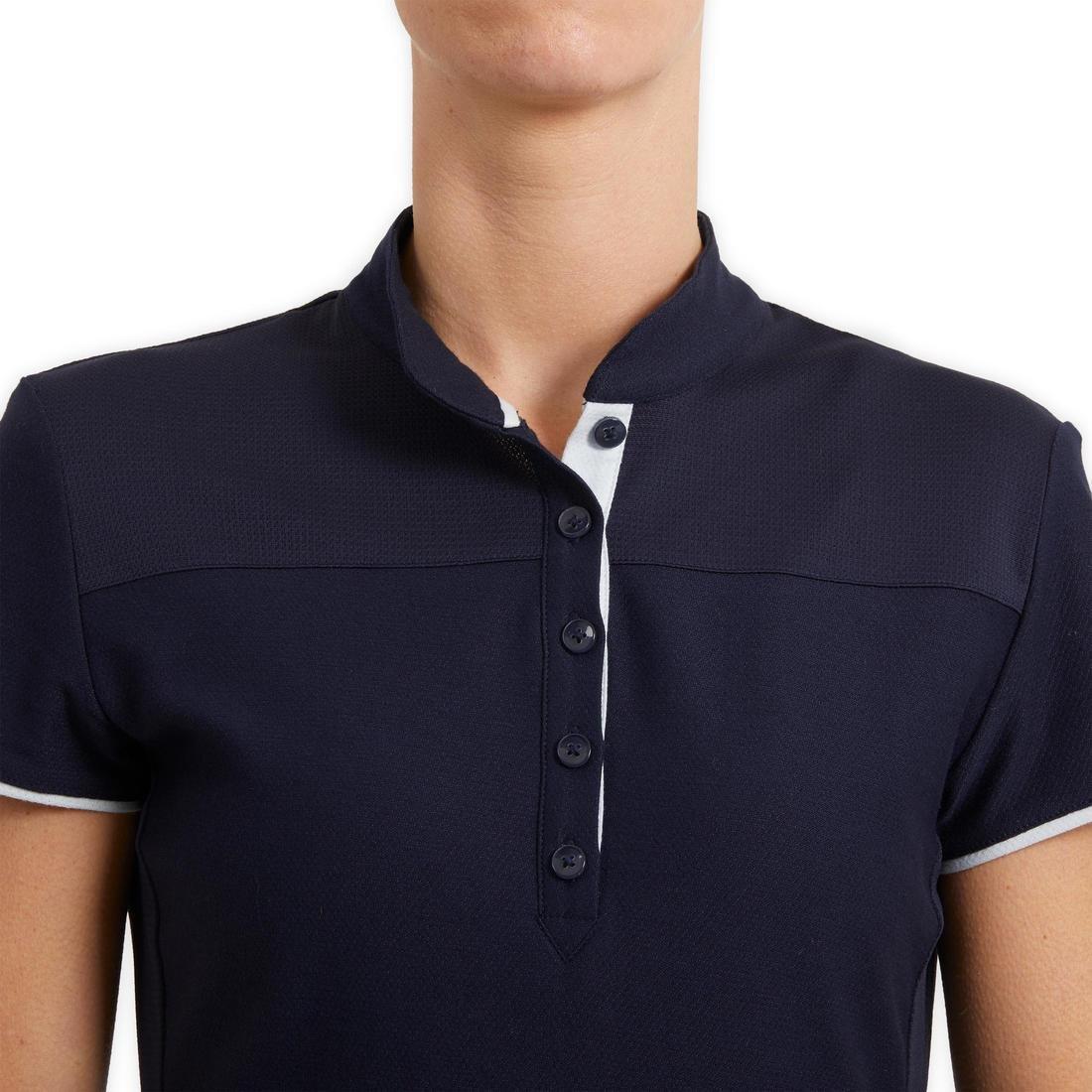 M  Women's Short-Sleeved Horse Riding Polo Shirt 500, Navy, , large image number 6