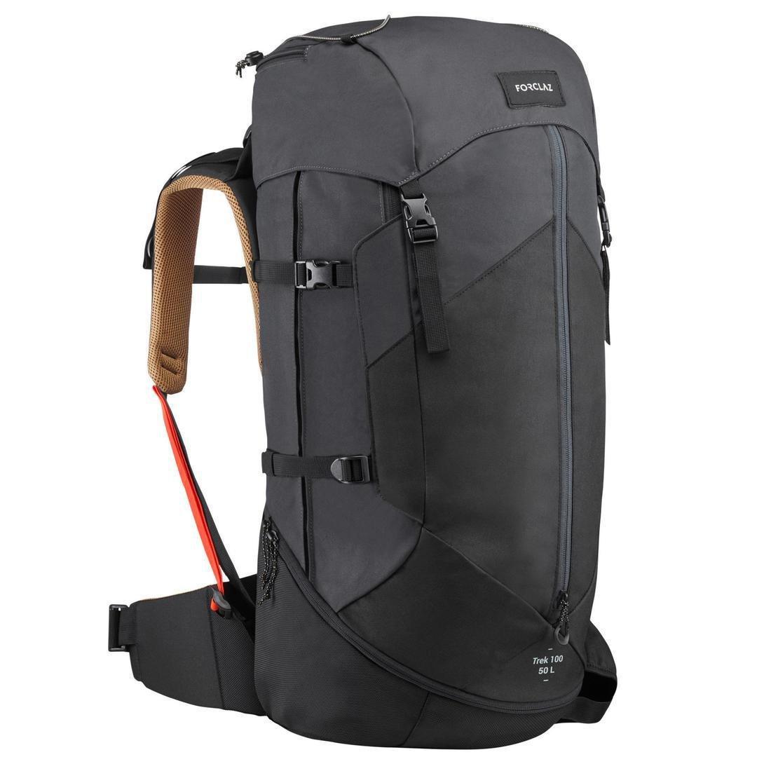 Men's  Trekking 50L Backpack - Mt 100 Easyfit, Carbon Grey, , large image number 0