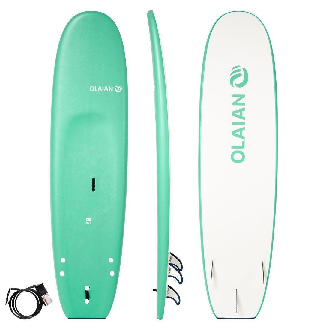FOAM SURFBOARD 100 7'5أ¢â‚¬آ‌  Supplied with a leash and 3 fins., , large image number 0