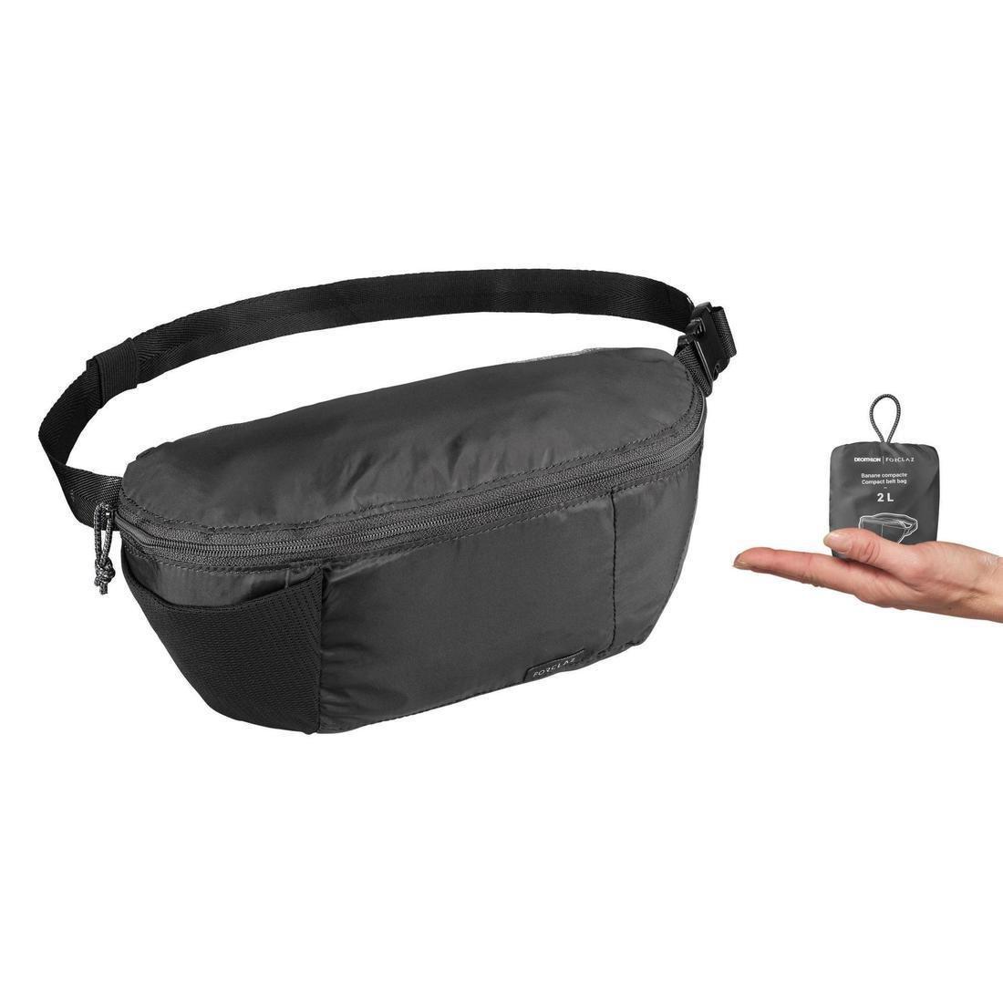 Compact 2 Litre Travel Bum Bag, Black, , large image number 0