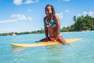 OLAIAN - 12-13Y Girl's Surf Swimsuit Top Bondi 500, Pale Mint