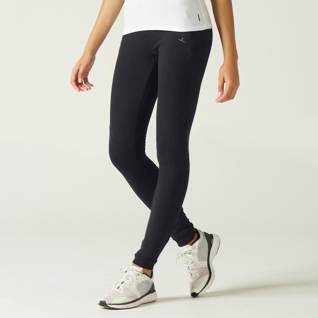 Womens Warm Slim-Fit Fitness Zipper Jogging Bottoms, Navy, , large image number 7