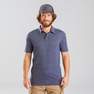 FORCLAZ - Large  Men's Merino Wool Trekking Travel Polo Shirt - TRAVEL 500, Asphalt Blue