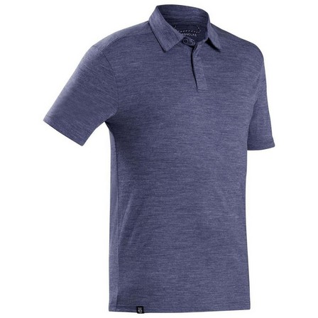 FORCLAZ - Medium Men's Merino Wool Trekking Travel Polo Shirt - Travel 500, Asphalt Blue