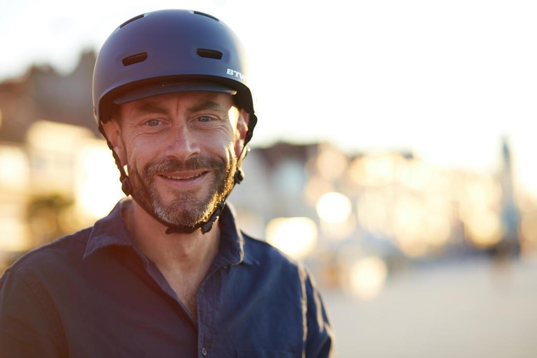 59-62 cm  500 Urban Cycling Bowl Helmet, Dark Blue, , large image number 9