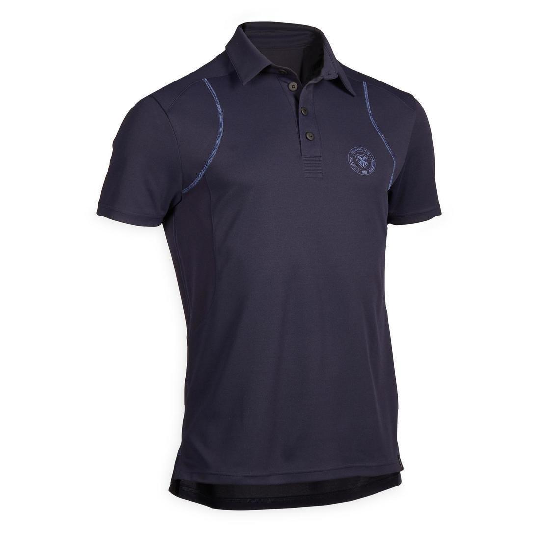 Large  Men's Short-Sleeved Horse Riding Mesh Polo, Asphalt Blue, , large image number 0