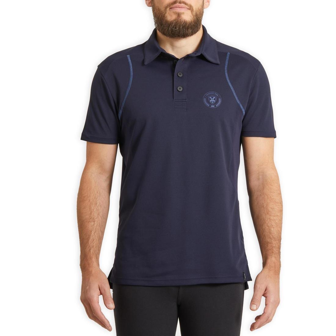 Large  Men's Short-Sleeved Horse Riding Mesh Polo, Asphalt Blue, , large image number 1