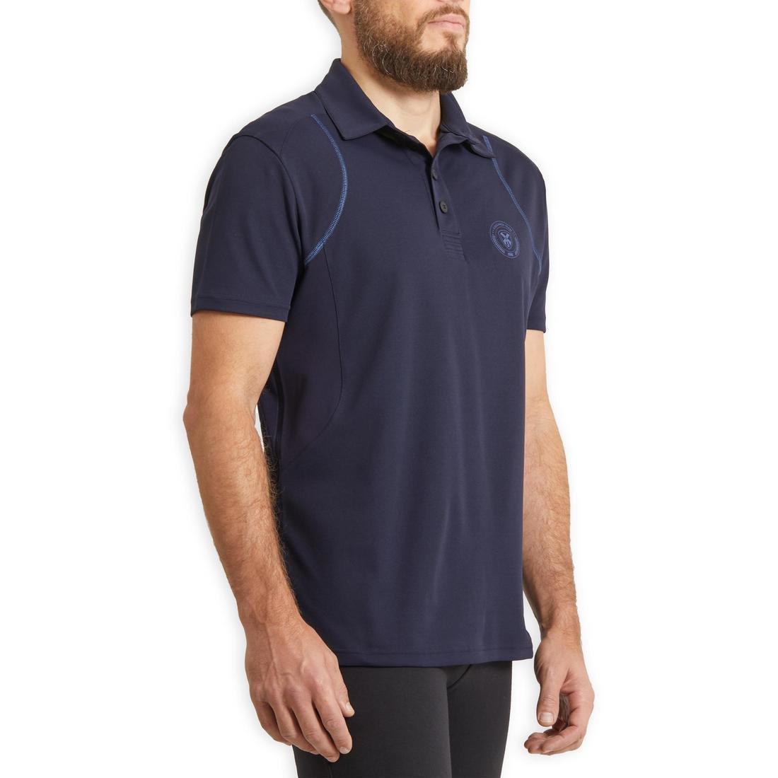 Large  Men's Short-Sleeved Horse Riding Mesh Polo, Asphalt Blue, , large image number 2