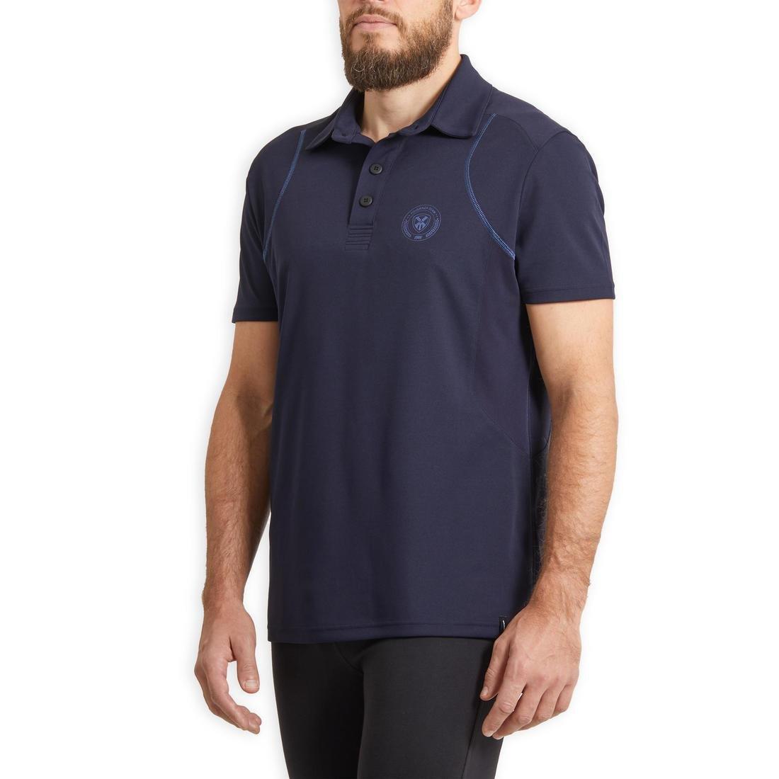 Large  Men's Short-Sleeved Horse Riding Mesh Polo, Asphalt Blue, , large image number 3