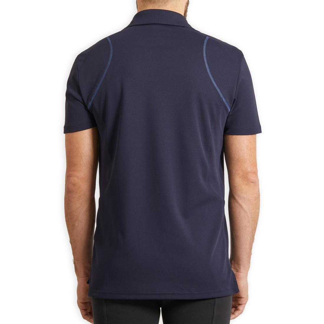 Large  Men's Short-Sleeved Horse Riding Mesh Polo, Asphalt Blue, , large image number 4