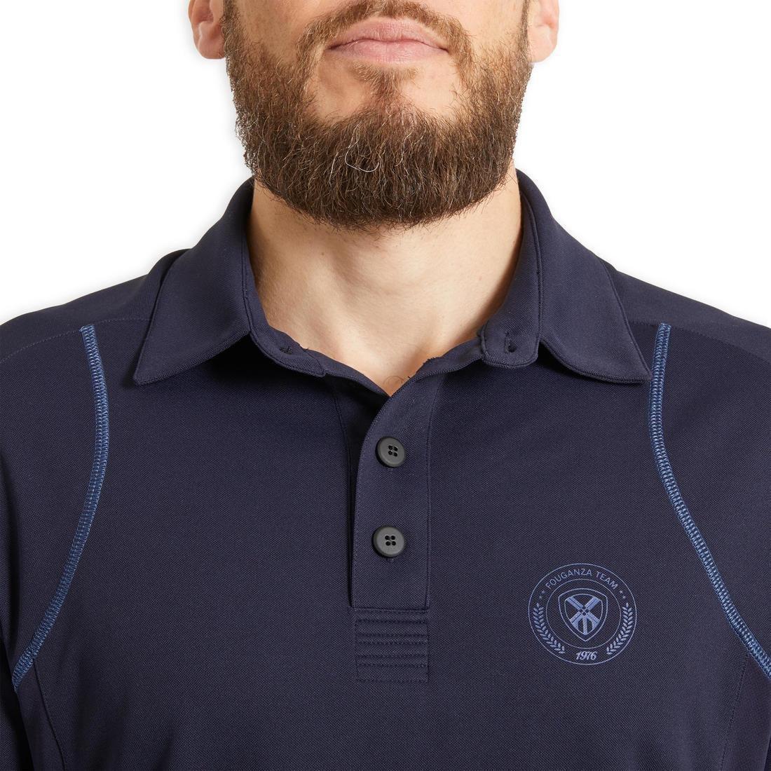 Large  Men's Short-Sleeved Horse Riding Mesh Polo, Asphalt Blue, , large image number 5