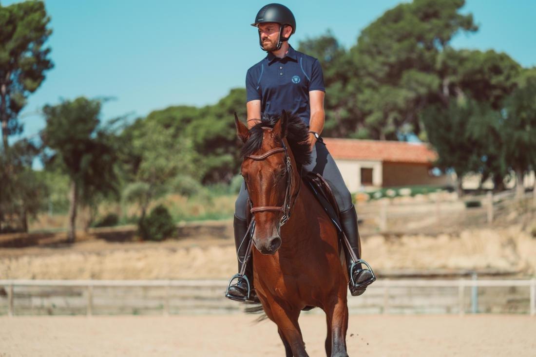 Large  Men's Short-Sleeved Horse Riding Mesh Polo, Asphalt Blue, , large image number 6