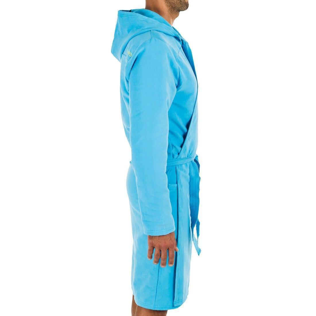 Medium  Men's Microfibre Pool Bathrobe with Hood, Pockets and Belt, Petrol Blue, , large image number 2