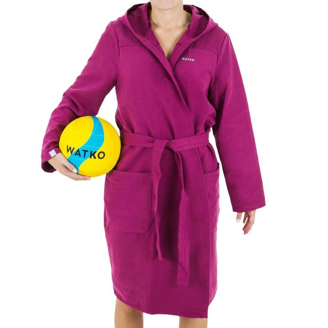XS  Women's Compact Microfibre Pool Bathrobe with Hood, Magenta, , large image number 12