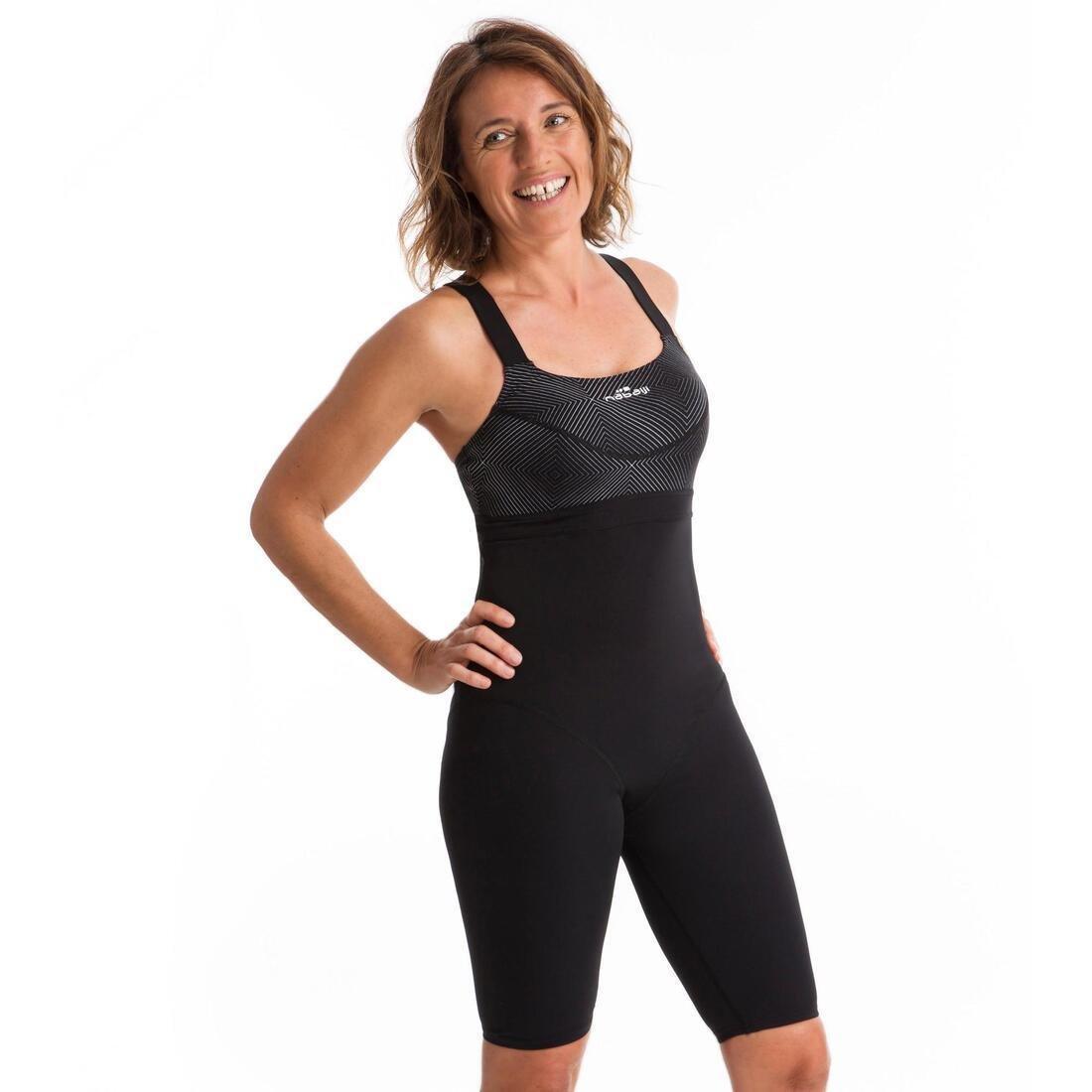 S/M  Women's 1-Piece Aquabiking Jammer Swimsuit  Anna Black Square, , large image number 0