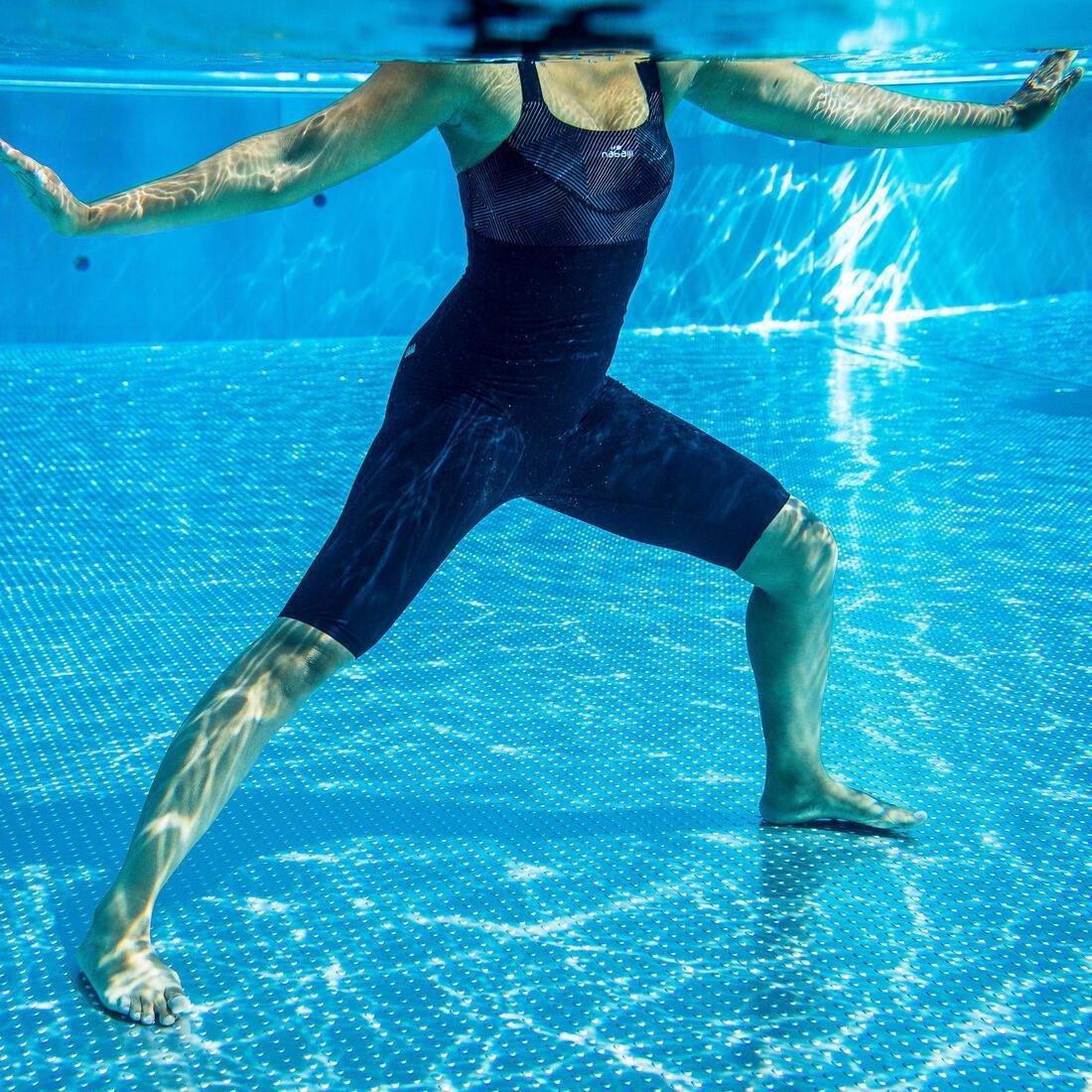 Womens Aquafitness Legsuit One-Piece Swimsuit Anna, Black, , large image number 8